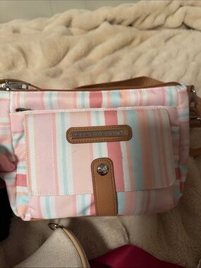 Lily Bloom Pink, Mint & Cream Striped Crossbody Bag